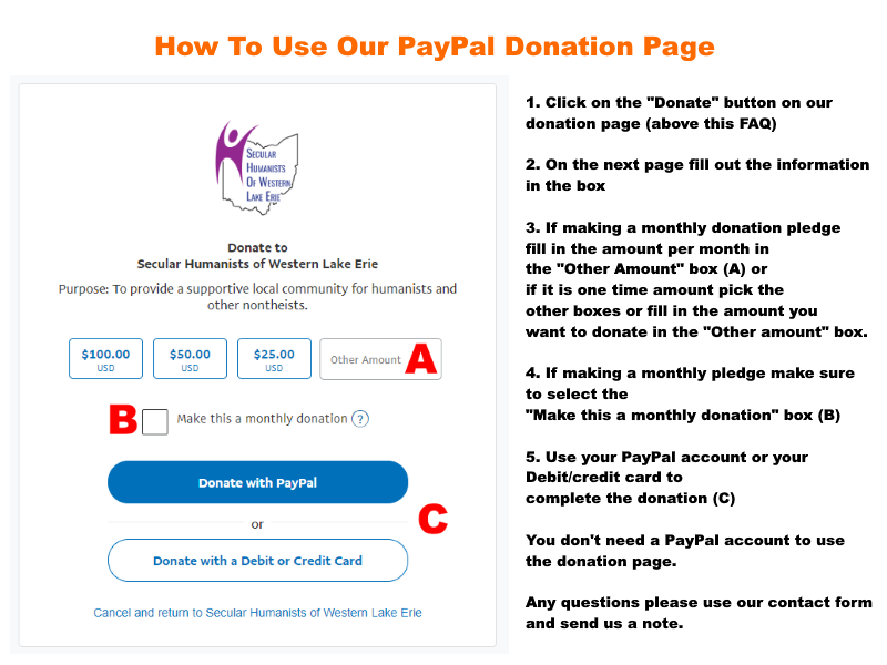 Describing how to make a donation using our page