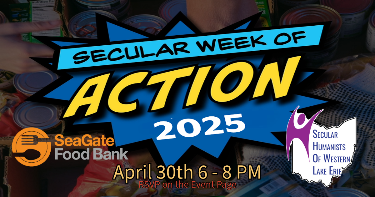 image showing Secular Week of Action logo with date for our visit to the seagate food bank