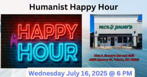 Image showing new date and location for July Happy Hour